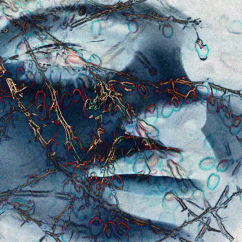 Arts numériques intitulée "Blue face" par Johann Sidlo, Œuvre d'art originale, Collage numérique