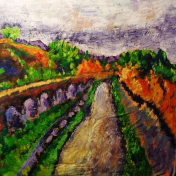 Malerei mit dem Titel "Canal du midi" von Johanna Bouvarel, Original-Kunstwerk, Acryl