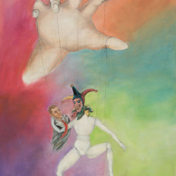 Картина под названием "Les ficelles du des…" - Johanna Aelion, Подлинное произведение искусства, Акрил Установлен на Деревян…