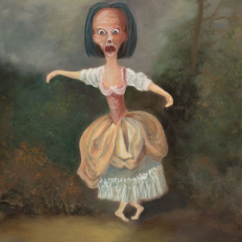 제목이 "Dépravée"인 미술작품 Johanna Aelion로, 원작, 기름 나무 들것 프레임에 장착됨