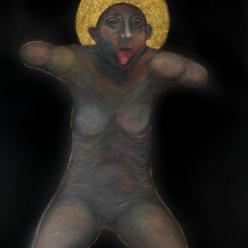 Painting titled "Sainte mélancolie" by Johanna Aelion, Original Artwork, Acrylic Mounted on Wood Stretcher frame