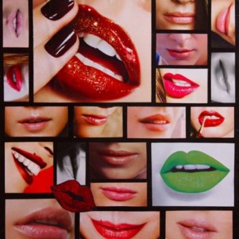 Collages intitulée "J'AIME TA BOUCHE" par Johanna L, Œuvre d'art originale