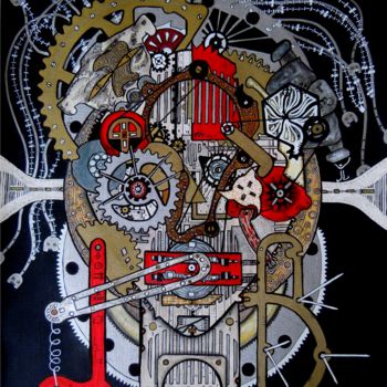 Peinture intitulée "Mécanisme à ressort" par Johanne Joe, Œuvre d'art originale, Acrylique