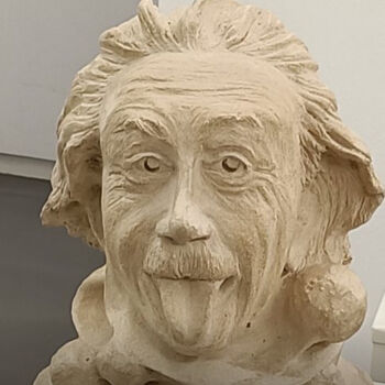 Rzeźba zatytułowany „Einstein” autorstwa Johanne Mcleod, Oryginalna praca, Glina