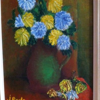 Peinture intitulée "Fleurs, 1973" par Johan Roels, Œuvre d'art originale, Huile