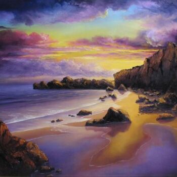 Painting titled "GOLDEN SUNSET" by John Cocoris, Original Artwork