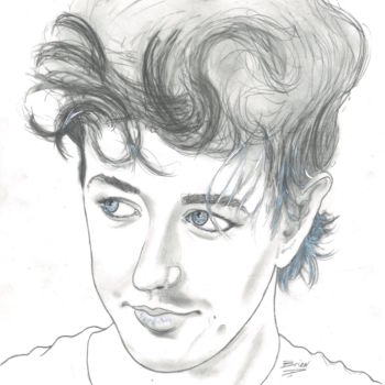 Drawing titled "Brian Setzer" by John Creekmore, Original Artwork, Pencil