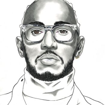 Dessin intitulée "Lewis Hamilton" par John Creekmore, Œuvre d'art originale, Encre