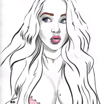 Drawing titled "Courtney" by John Creekmore, Original Artwork, Ink