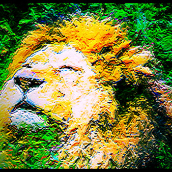 Digitale Kunst mit dem Titel "African Lion" von J.Jokko, Original-Kunstwerk, Digitale Malerei