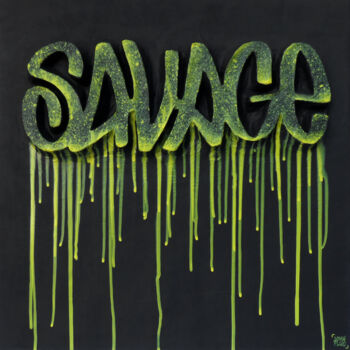 Painting titled "Yellow Savage" by John Fluo, Original Artwork, Acrylic