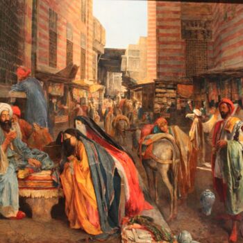Peinture intitulée "La Rue et la mosqué…" par John Frederick Lewis, Œuvre d'art originale, Huile
