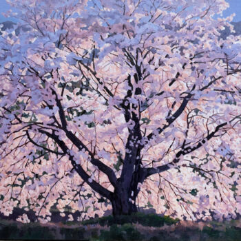 Pintura intitulada "Yoshino cherry" por John Hancock, Obras de arte originais, Óleo