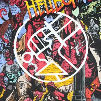Schilderij getiteld "Hellboy justice" door John Karter, Origineel Kunstwerk, Marker