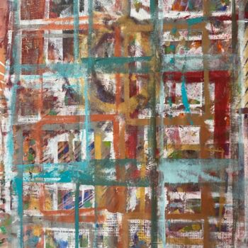 Painting titled "Turquoise Crystals" by John Long, Original Artwork, Acrylic