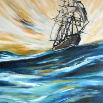 Painting titled "Mystery Ship" by John Macfarlan, Original Artwork, Oil