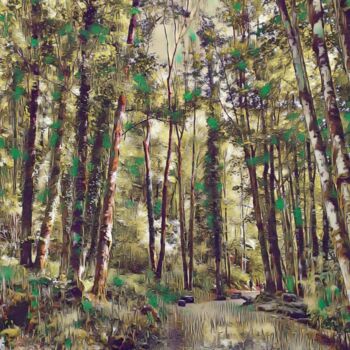 Digitale Kunst getiteld "Chemin forestier -…" door John Mailly, Origineel Kunstwerk, 2D Digital Work