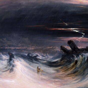 Painting titled "Destruction de Tyr" by John Martin, Original Artwork, Oil