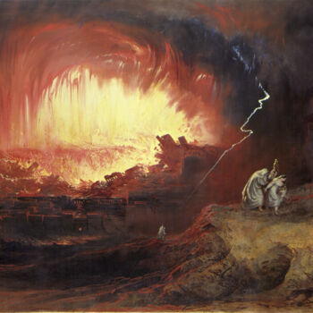 Картина под названием "La destruction de S…" - John Martin, Подлинное произведение искусства, Масло