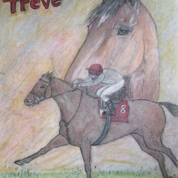Drawing titled "Trêve" by John Regnier, Original Artwork, Pastel Mounted on Glass