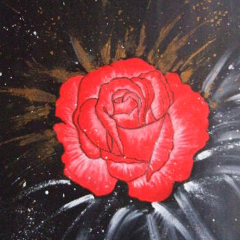Painting titled "Rose éternelle" by John Regnier, Original Artwork, Acrylic Mounted on Wood Stretcher frame