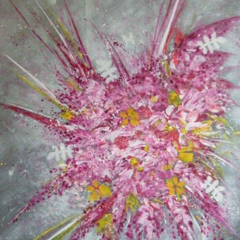 Painting titled "Douceur florale" by John Regnier, Original Artwork, Acrylic Mounted on Wood Stretcher frame