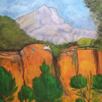 Ζωγραφική με τίτλο "La montagne Sainte-…" από John Regnier, Αυθεντικά έργα τέχνης, Λάδι Τοποθετήθηκε στο Ξύλινο φορείο σκελε…