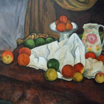 Peinture intitulée "Nature-morte (fruit…" par John Regnier, Œuvre d'art originale, Huile Monté sur Châssis en bois
