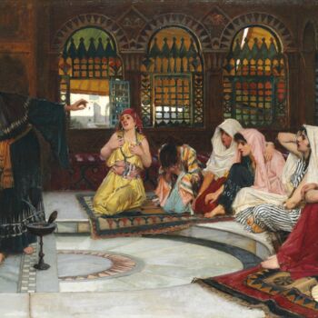 Painting titled "Consulter l'Oracle" by John William Waterhouse, Original Artwork, Oil