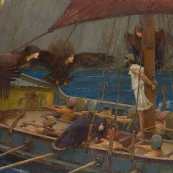 Peinture intitulée "Ulysse et les Sirèn…" par John William Waterhouse, Œuvre d'art originale, Huile