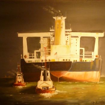 「Retour au port」というタイトルの絵画 Mc Kenzieによって, オリジナルのアートワーク, オイル