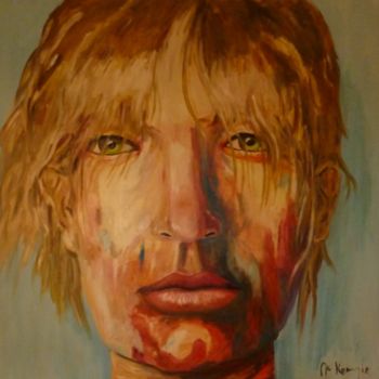 Painting titled "La blonde" by Mc Kenzie, Original Artwork, Oil Mounted on Wood Stretcher frame