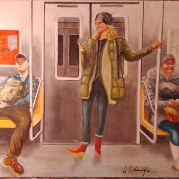 Painting titled "Metro NY 6" by Mc Kenzie, Original Artwork, Oil