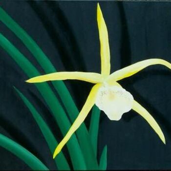 Schilderij getiteld "Yellow Orchid" door John Michael Kearney, Origineel Kunstwerk