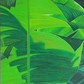 Pintura intitulada "Tropical Leaves 1" por John Michael Kearney, Obras de arte originais
