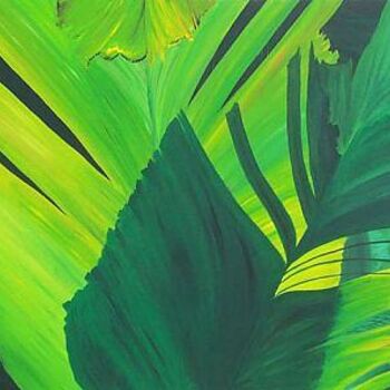 Painting titled "Tropical Leaves 2" by John Michael Kearney, Original Artwork