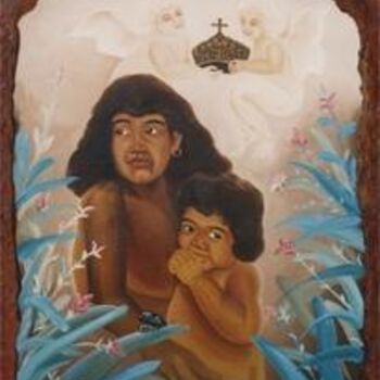 Painting titled "Mother and Child wi…" by Johnny E.S.J. Otilano, Original Artwork