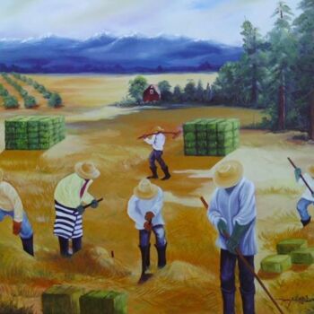 Painting titled "Hay Farmer" by Johnny E.S.J. Otilano, Original Artwork, Oil