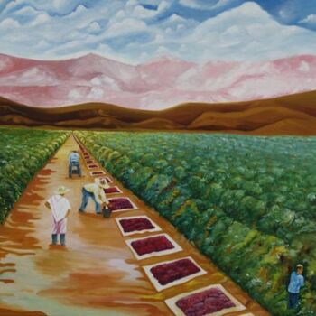 Painting titled "Grapes Farmers" by Johnny E.S.J. Otilano, Original Artwork, Oil