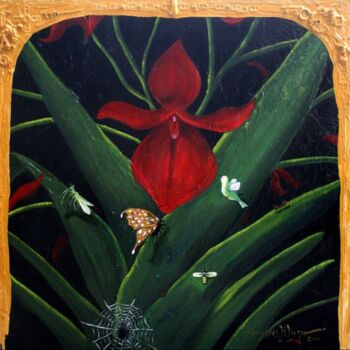 「Fatale Red Orchids」というタイトルの絵画 Johnny E.S.J. Otilanoによって, オリジナルのアートワーク, オイル