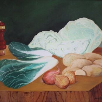 Malerei mit dem Titel "For Beef Soup" von Johnny E.S.J. Otilano, Original-Kunstwerk, Öl