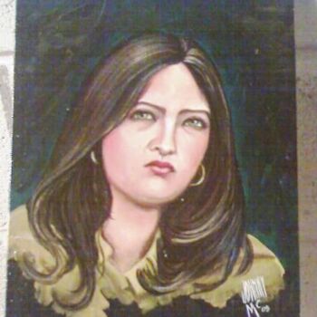 Painting titled "Karen Zelaya retrato" by Johnny Mcdonald Pintor Hondureño, Original Artwork, Oil