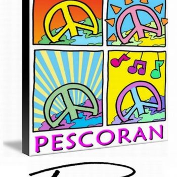 Painting titled "Pescoran Pop Peace…" by John Pescoran, Original Artwork, Oil