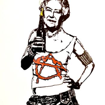 Schilderij getiteld "Anarchist Queen Eli…" door John Von Brown, Origineel Kunstwerk, Inkt