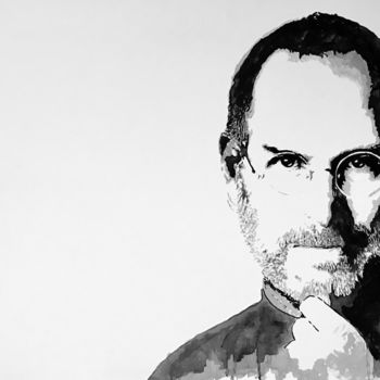 Malerei mit dem Titel "Steve Jobs" von John Von Brown, Original-Kunstwerk, Tinte