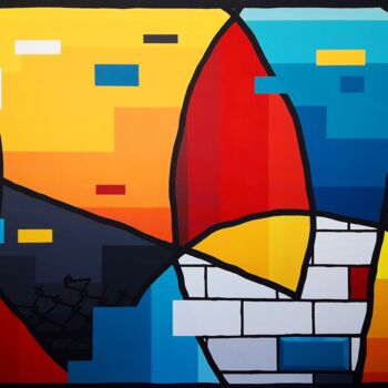 Painting titled "PIKSEL" by Jok, Original Artwork, Acrylic Mounted on Wood Stretcher frame