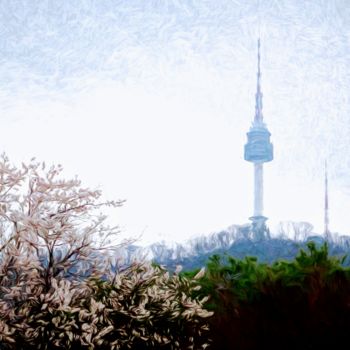 Digital Arts titled "Seoul Tower" by Jokannan, Original Artwork, Digital Painting