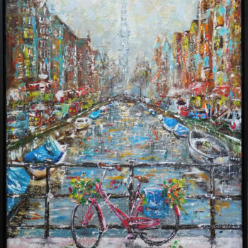 Картина под названием "Amsterdam" - Joke Bennis, Подлинное произведение искусства, Акрил Установлен на Деревянная рама для н…