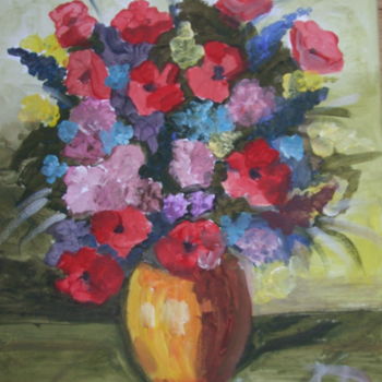 Painting titled "Wild flowers with p…" by Angelė Drėgvienė, Original Artwork, Acrylic