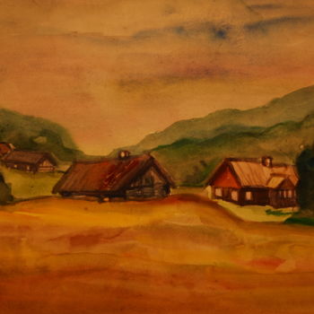 Painting titled "rye field" by Angelė Drėgvienė, Original Artwork, Watercolor